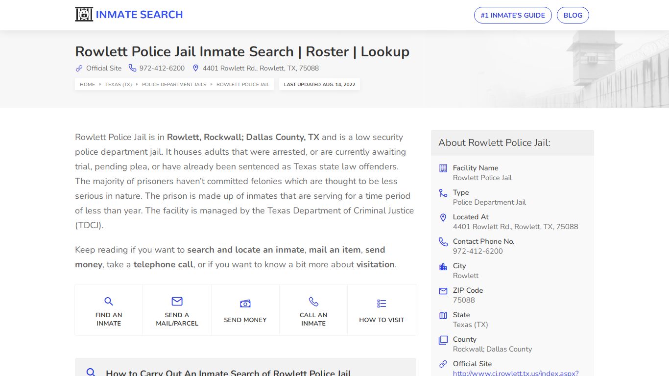 Rowlett Police Jail Inmate Search | Roster | Lookup