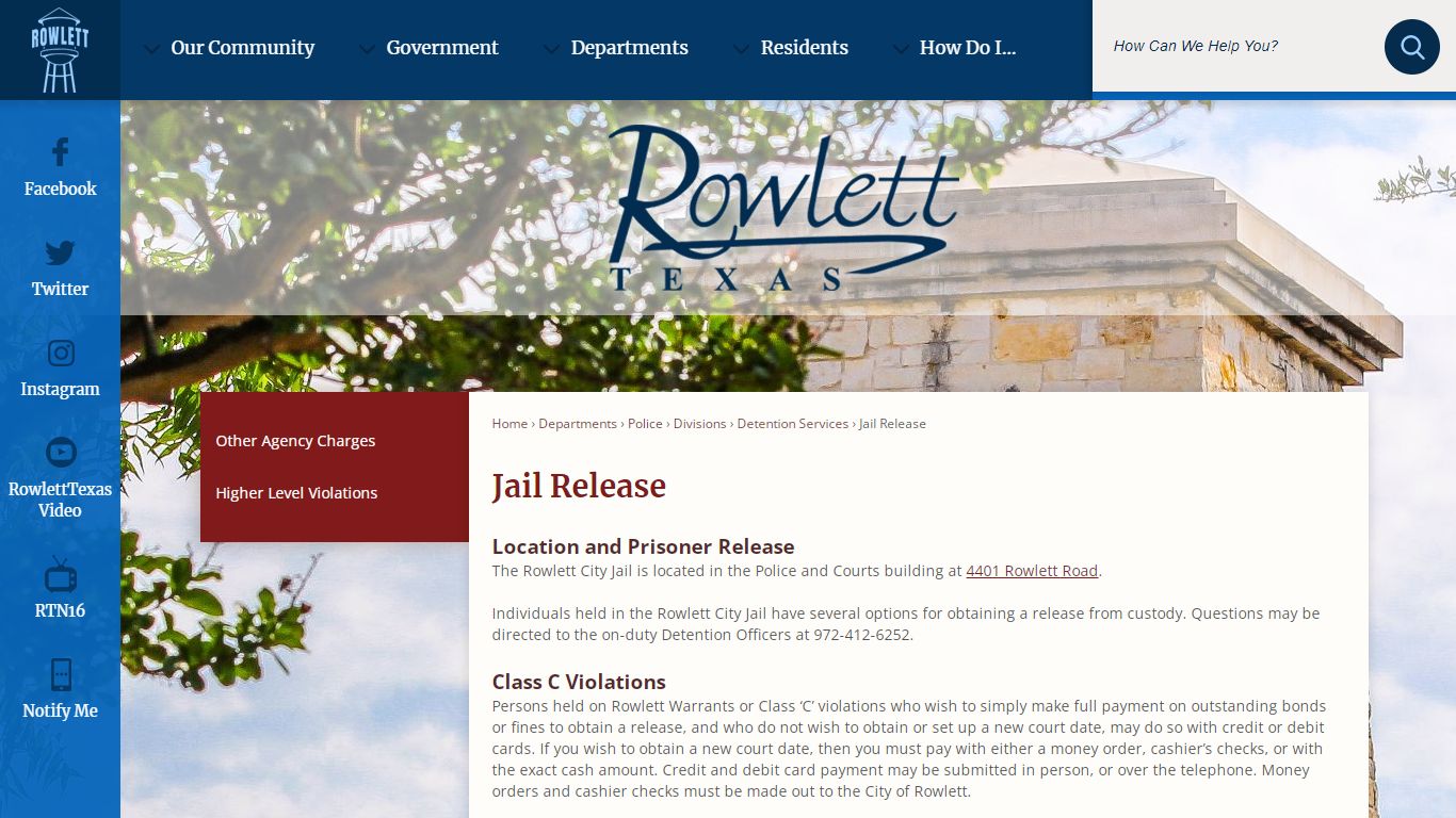 Jail Release | Rowlett, TX - Official Website